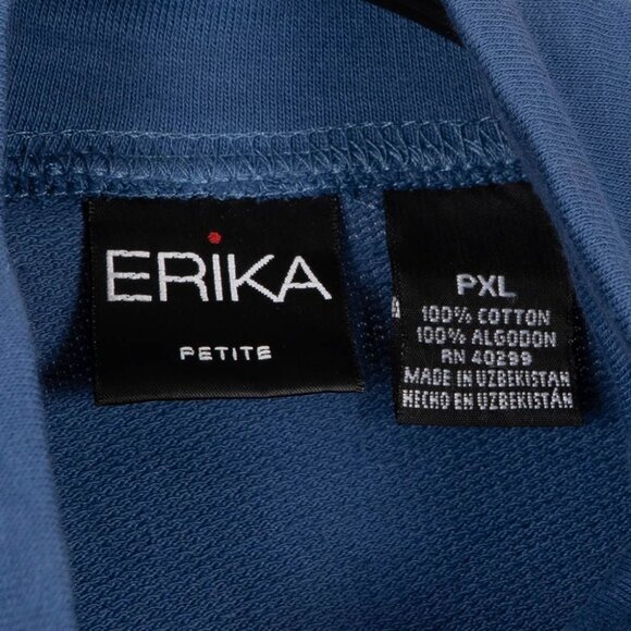 Erika Jogger Set Womens PXL 2 Piece Blue Cotton Zip Jacket Elastic Waist Pants - Picture 5 of 8